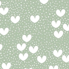 Little boho hearts and spots sweet fall design sage mint green
