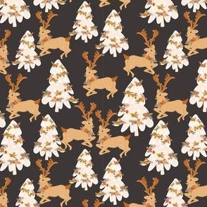 FLORAL Reindeer on faded black