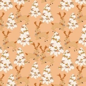 FLORAL Reindeer on Peach