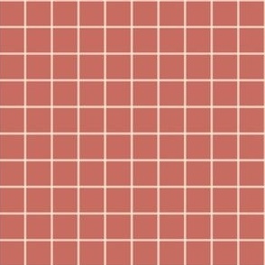 Small Gingham in beige on red