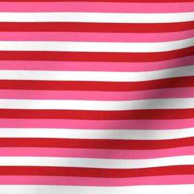 Small Stripes - Red, Pink and White