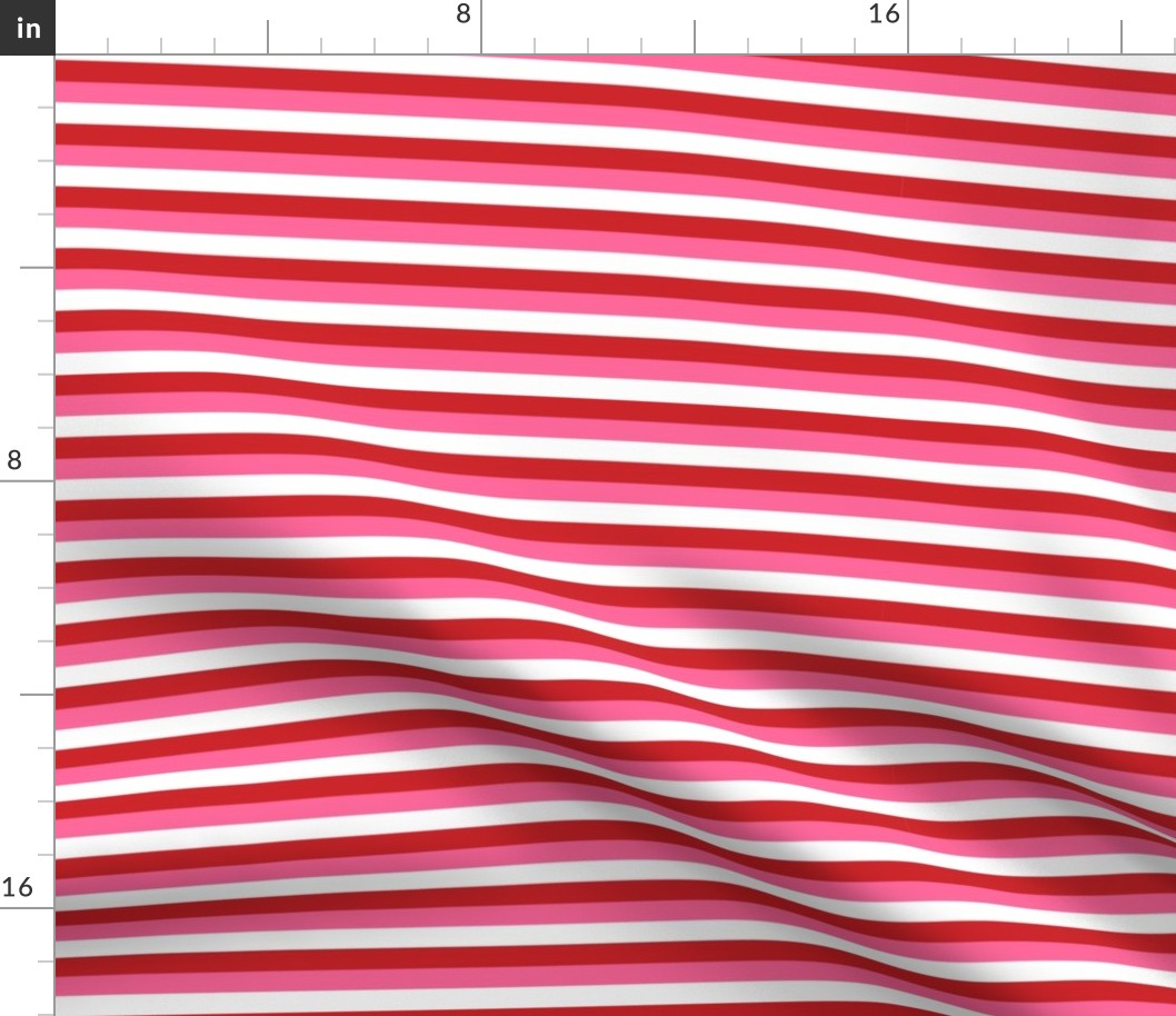 Small Stripes - Red, Pink and White