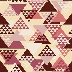 Warm Triangles // Normal Scale // Bauhaus Inspiration // Coral Bordo Ivory Brown Pink Triangles Pazzle // Vanilla Background