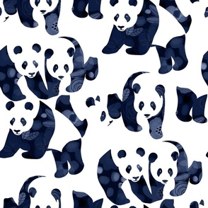 Bear-ly Camouflaged Panda Bears -  dark navy blue 