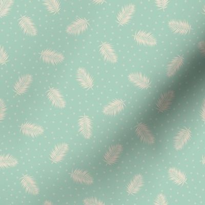 Pastel Palms // Normal Scale // Ivory Palm Leaves // Mint background // Feather vibe