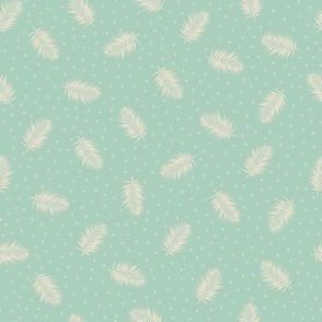 Pastel Palms // Normal Scale // Ivory Palm Leaves // Mint background // Feather vibe