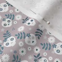 Day of the dead dia de los muertos mexican inspired skulls and bones boho halloween theme in mauve blue and white SMALL