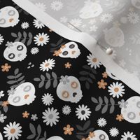Day of the dead dia de los muertos mexican inspired skulls and bones boho halloween theme in orange black white and gray night SMALL