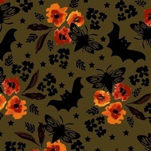 BKRD Halloween Night Floral 12x12 hunter green