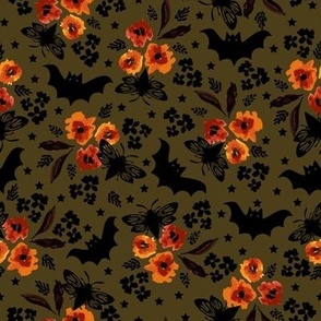 BKRD Halloween Night Floral 8x8 hunter green