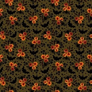 BKRD Halloween Night Floral 4x4 hunter green