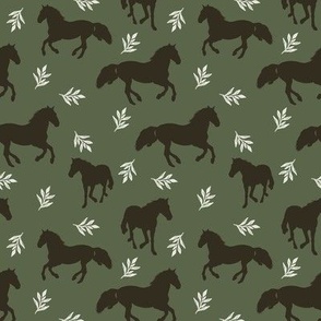 Horses on green