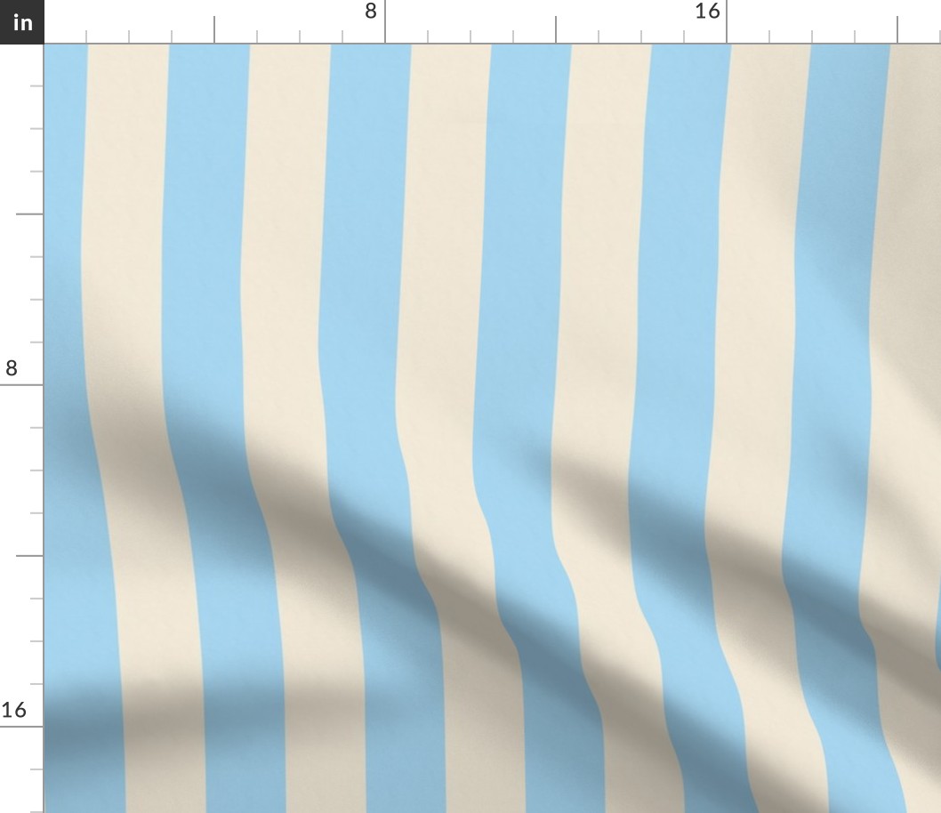 Candy Stripes (1.67" stripes) - Bright Cyan Blue and Cream 