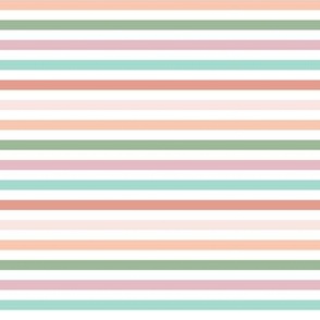 Small Pastel Stripes Green Turquoise Peach Blush Pink Spring Stripes