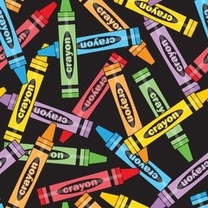 large random crayons on black