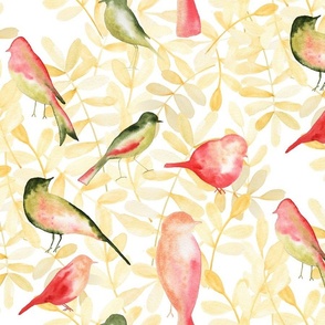 Pastel watercolor birds