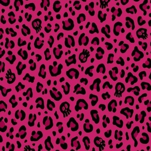 ★ SKULLS x LEOPARD ★ Hot Pink - Small Scale / Collection : Leopard Spots variations – Punk Rock Animal Prints 3