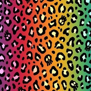 ★ SKULLS x LEOPARD ★ Rainbow Vertical Gradient + Pastels and Black / Medium-Small Scale / Collection : Leopard Spots variations – Punk Rock Animal Prints 3