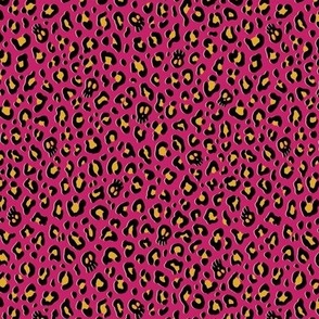 ★ SKULLS x LEOPARD ★ Hot Pink and Yellow - Tiny Scale / Collection : Leopard Spots variations – Punk Rock Animal Prints 3 