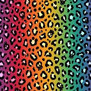 ★ SKULLS x LEOPARD ★ Rainbow Vertical Gradient + Pastels and Black / Small Scale / Collection : Leopard Spots variations – Punk Rock Animal Prints 3