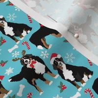Bernese Mountain Dog Holiday Small Print Santa hat dog fabric Christmas