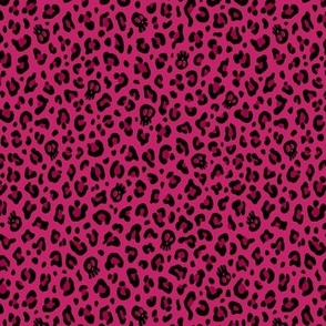 ★ SKULLS x LEOPARD ★ Hot Pink - Tiny Scale / Collection : Leopard Spots variations – Punk Rock Animal Prints 3