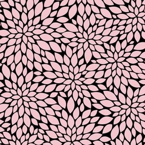 Dahlia Blossoms Pattern - Rose Quartz and Black