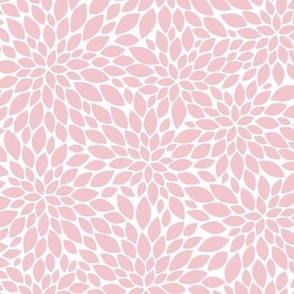 Dahlia Blossoms Pattern - Rose Quartz and White