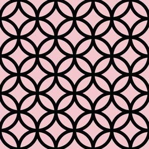 Interlocked Circles Pattern - Rose Quartz and Black