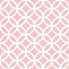 Interlocked Circles Pattern - Rose Quartz and White