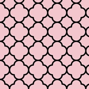 Quatrefoil Pattern - Rose Quartz and Black