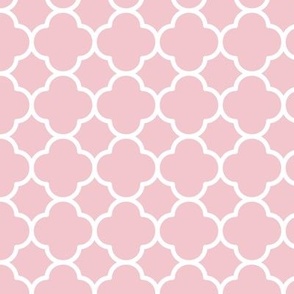 Quatrefoil Pattern - Rose Quartz and White