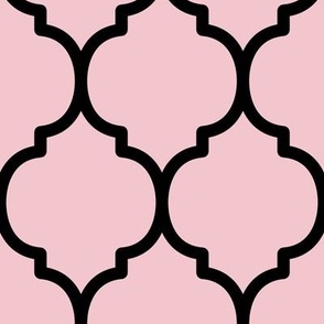 Extra Large Moroccan Tile Pattern - Rose Quartz and Black