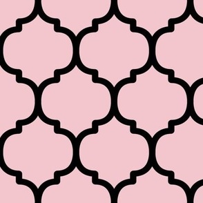 Large Moroccan Tile Pattern - Rose Quartz and Black
