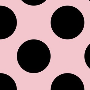 Large Polka Dot Pattern - Rose Quartz and Black