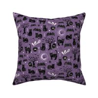 Black cats and bats witchy halloween  - purple - medium