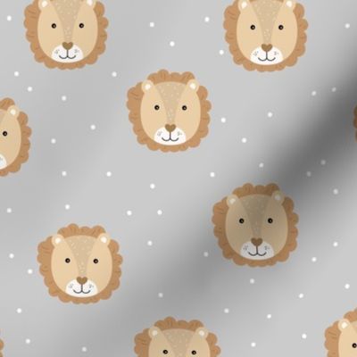 Sweet baby lion cub adorable kawaii kids wild animals neutral caramel honey on gray