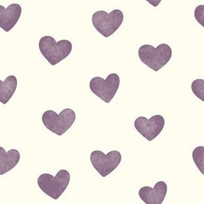 Purple hearts - watercolour