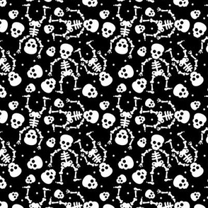 Little messy skeleton dia de los muertos halloween theme monochrome skulls black and white