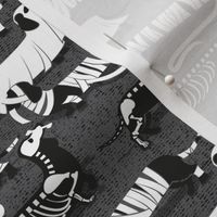 Small scale // Spooktacular long dachshunds // dark grey background halloween mummy ghost and skeleton dogs