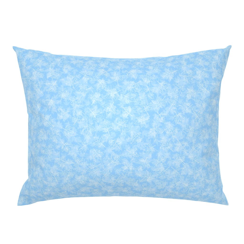 Outlined Scattered Maple Leaves on Light Blue