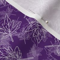 Outlined Scattered Maple Leaves on Dark Purple