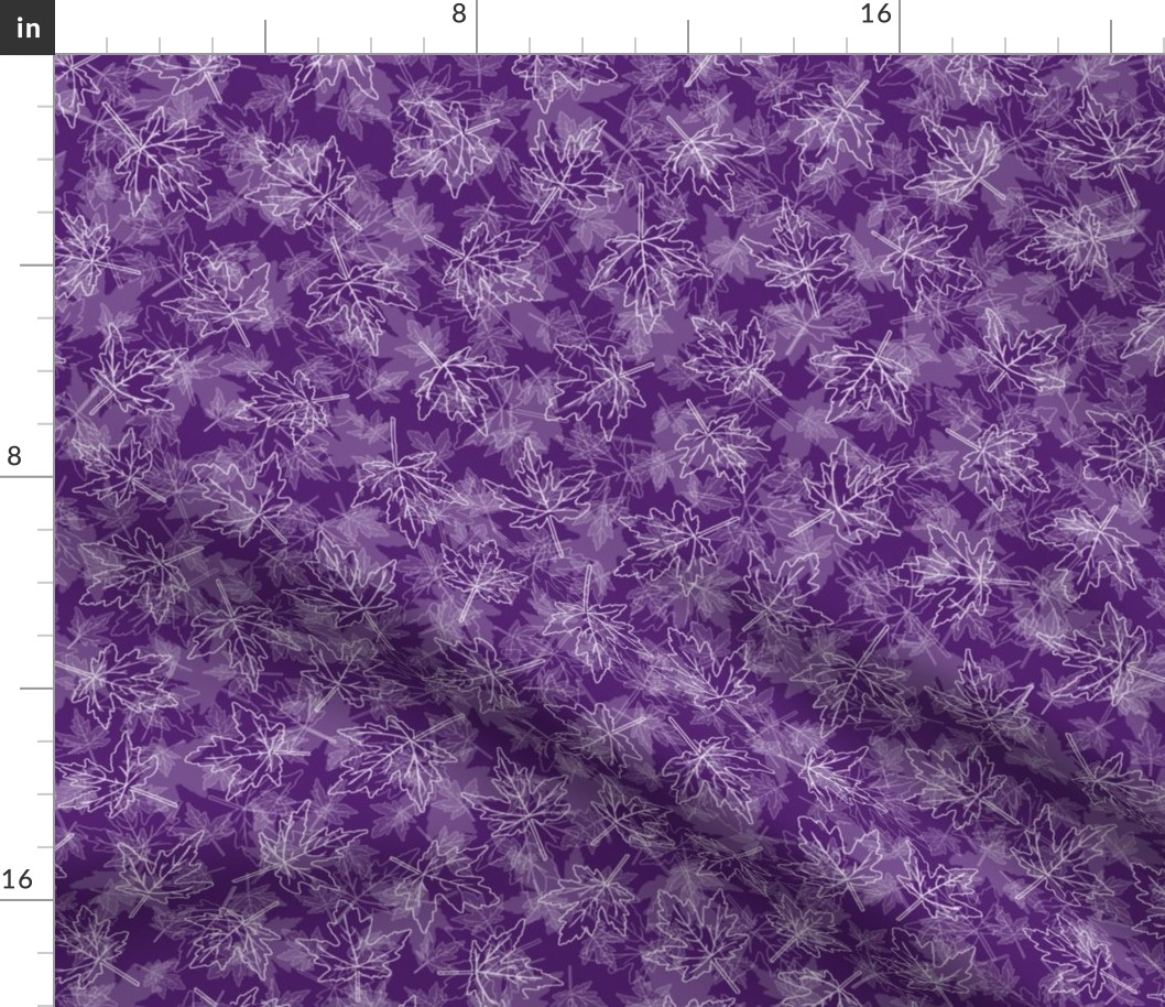 Outlined Scattered Maple Leaves on Dark Purple