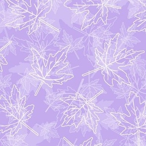 Outlined Scattered Maple Leaves on Lavender