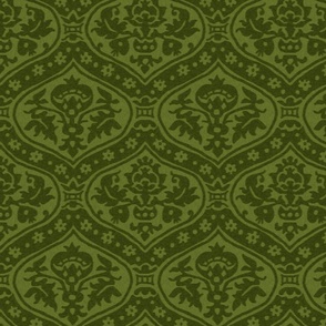 Renaissance Italian "velvet" damask, olive green