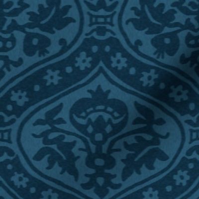 Renaissance Italian "velvet" damask, Prussian blue