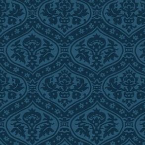 Renaissance Italian "velvet" damask, Prussian blue