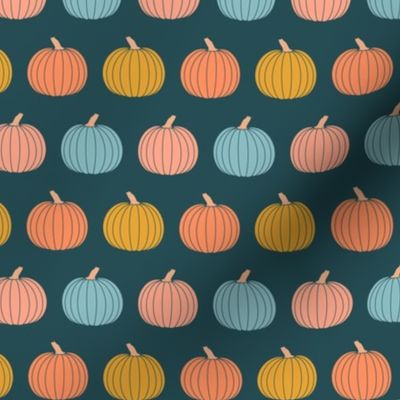 Small Teal Gold Orange Fall Pumpkins Colorful Halloween