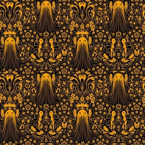 Phantasm Damask Fantasy Orange on Black