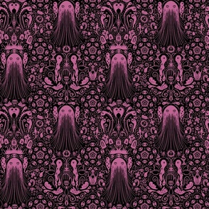 Phantasm Damask Fantasy Pink on Black